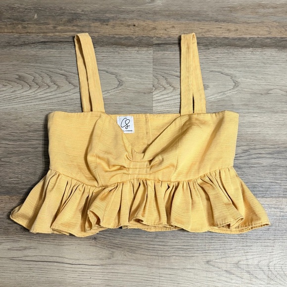 Golden Ruffle Crop Top - Picture 7 of 9
